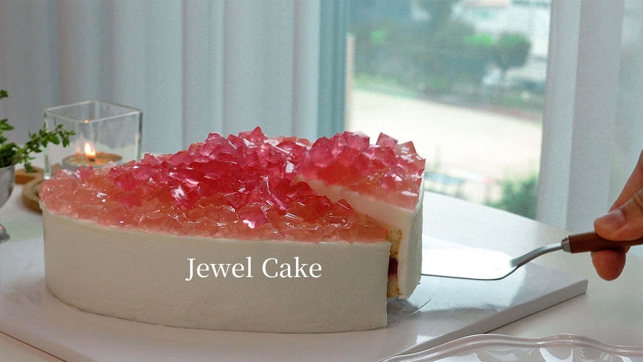 복숭아 두 개가 보석이 됐습니다💎 내 생일 보석 케이크
