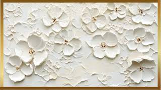 Animated White Floral Textured Art Painting | Elegant Animated Flowers Background | Soft Aesthetic screenshot 2