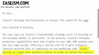 Toyota’s Strategy And Initiatives In Europe: The Launch Of The Aygo  Case Solution & Analysis