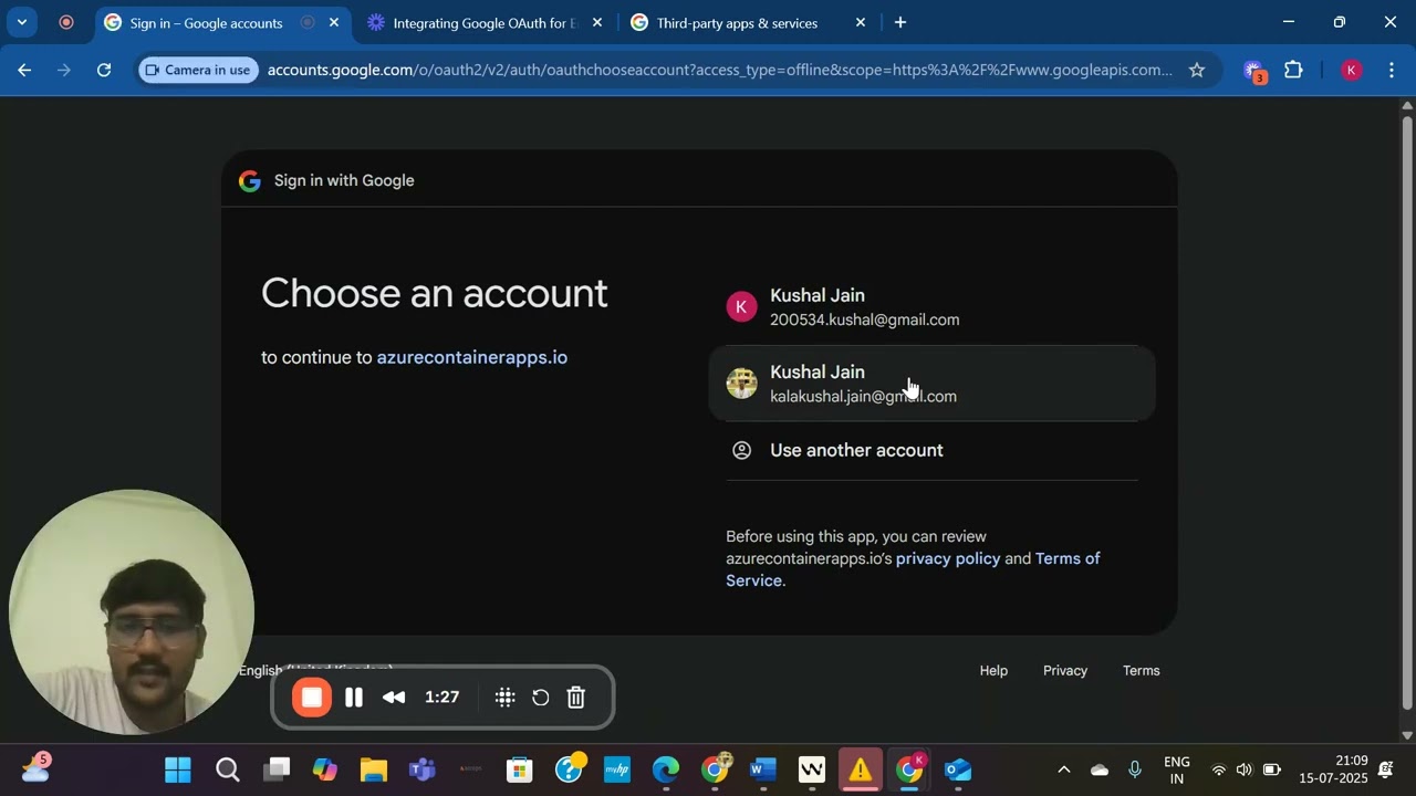 Google oauth Consent flow Demo