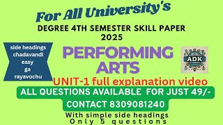 Performing arts Unit-1 explanation ll Degree 4th sem 2025