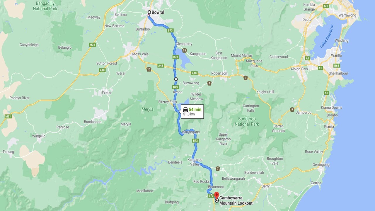 Realtime Driving Bowral to Cambewarra