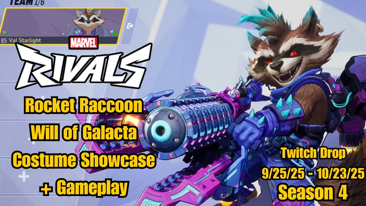 Rocket Raccoon | Will of Galacta Twitch Drop Costume Showcase | Marvel Rivals Gameplay | Season 4