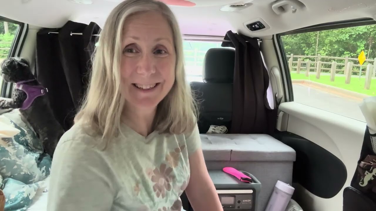 Van  Life in a Chrysler Pacifica Minivan with a  Little Dog 