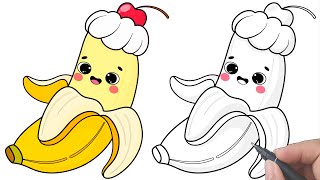 How to draw kawaii banana easy step by step l drawing food l كيف ارسم موزة بسهولة l رسم طعام screenshot 5