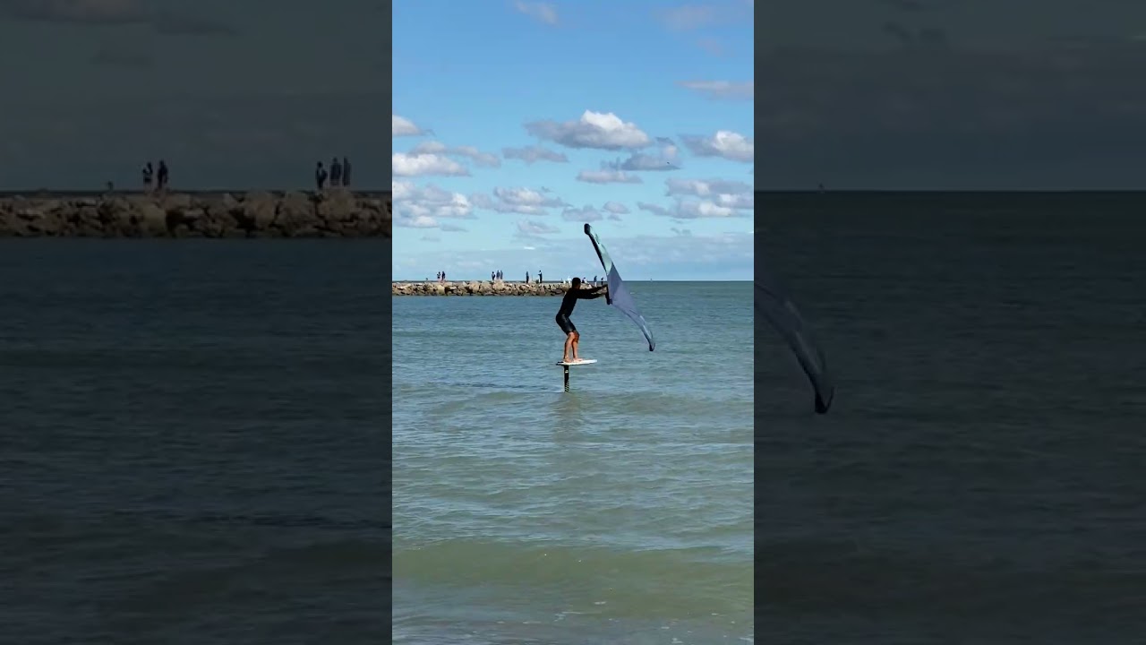 Crazy Wing foiling beach start! #shorts