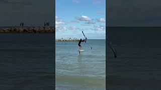 Crazy Wing foiling beach start! #shorts