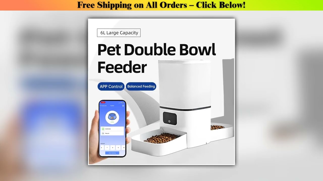 6L WIFI cat automatic feeder, double meal pet feeder, cat food dispenser that can feed 2 pets at