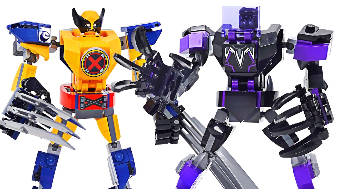 LEGO Avengers Black Panther and Wolverine Mech Armor Robots