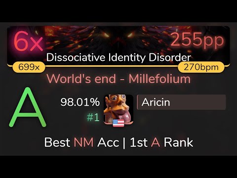 [8.15⭐] Aricin | Noah - World&rsquo;s end - Millefolium [Dissociative Identity Disorder] 98.01% {#1 6❌}