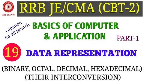 COMPUTER DATA REPRESENTATION (BINARY, OCTAL, DECIMAL, HEXADECIMAL NO. SYSTEM) FOR RRB JE/CMA CBT-2