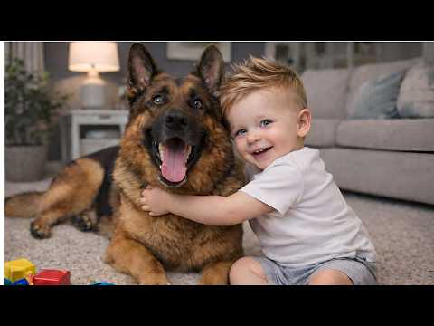 Baby and German Shepherd Dog Rolling – Too Cute to Ignore! 🐶 | Viral Funny Moments😂