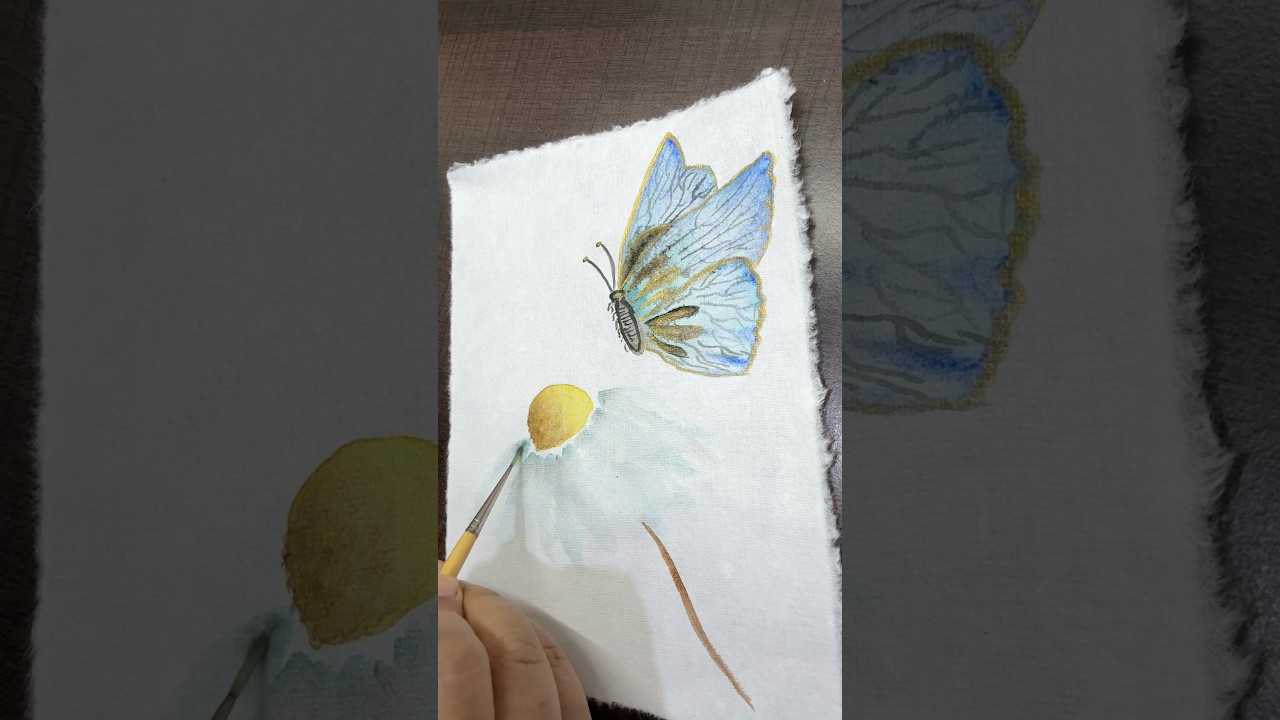 How to paint butterfly with flower using watercolor 