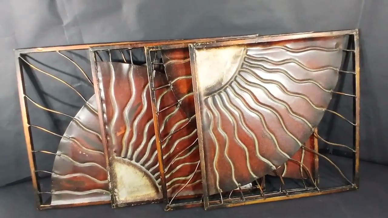 Vintage Sun Rays Design Rusty Wall Art Metal Frame