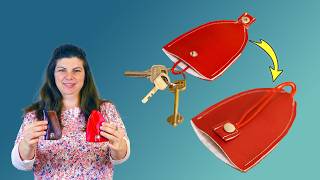 DIY Retractable Leather Key Cover // Faux Leather Bell-Shaped Key Case // Slim Leather Key Holder