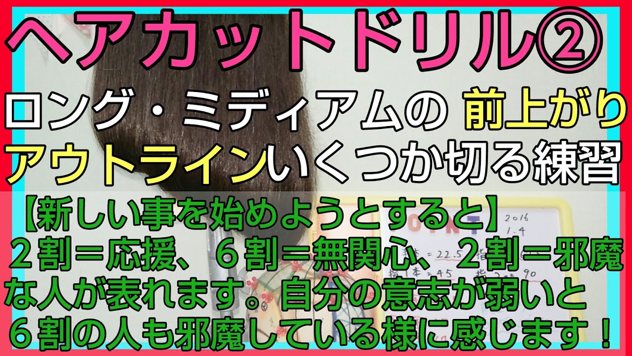 ロング ミディアム 前上がり アウトライン切り方 ヘアカットドリル Youtube
