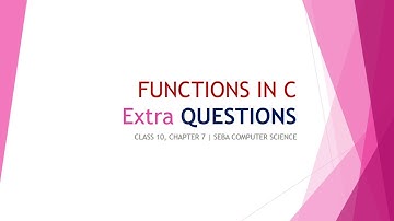 Functions in C - Chapter 7 Class 10 Extra Questions