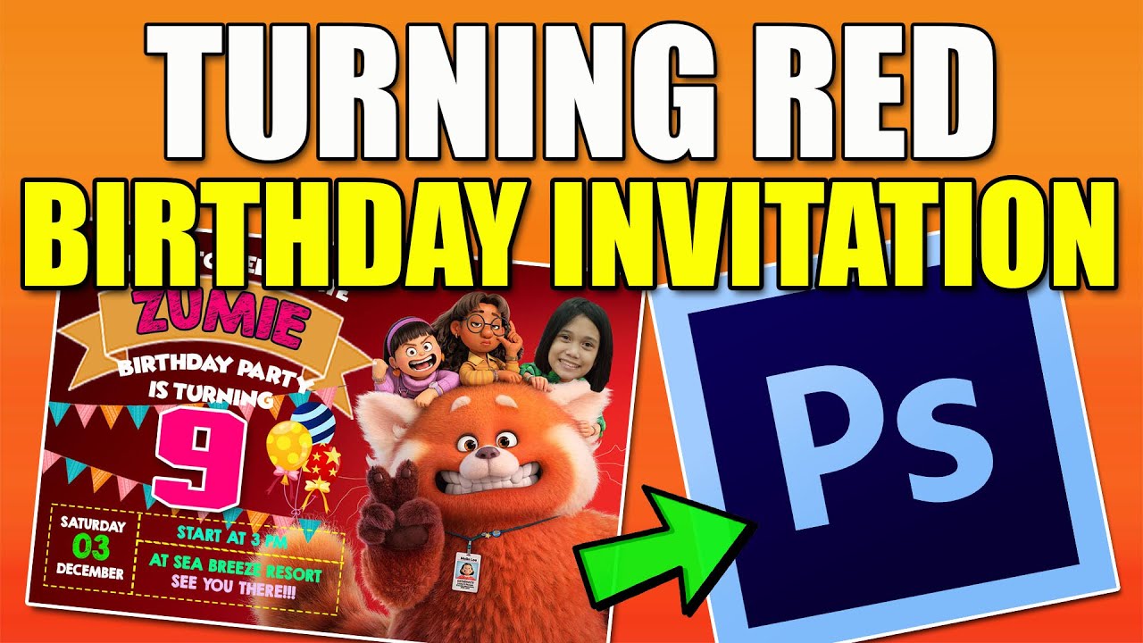 HOW TO CREATE TURNING RED BIRTHDAY INVITATION | IN PHOTOSHOP | MADZY21
