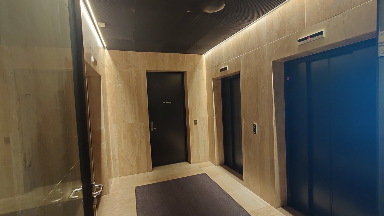 39 FLOORS!!: Stockholm, SWE: 2018 Schindler 5500 High-Rise MRL-Traction Elevators at Norra Tornen