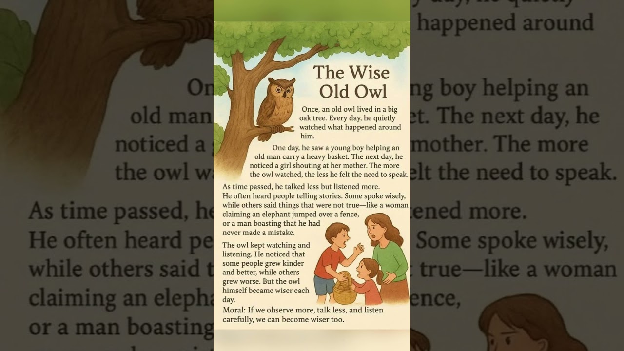 The Wise Old Owl 🦉 | A Short Moral Story About Wisdom