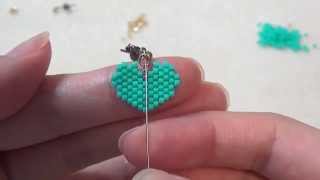 ブリックステッチ シェイプドステッチ 動画 ハートのピアスの作り方1 Brick Stitch Diy Youtube