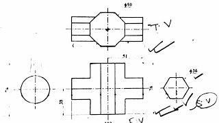 Intersection of solid |orthographic projection in engineering drawing | drawing tutorial first years