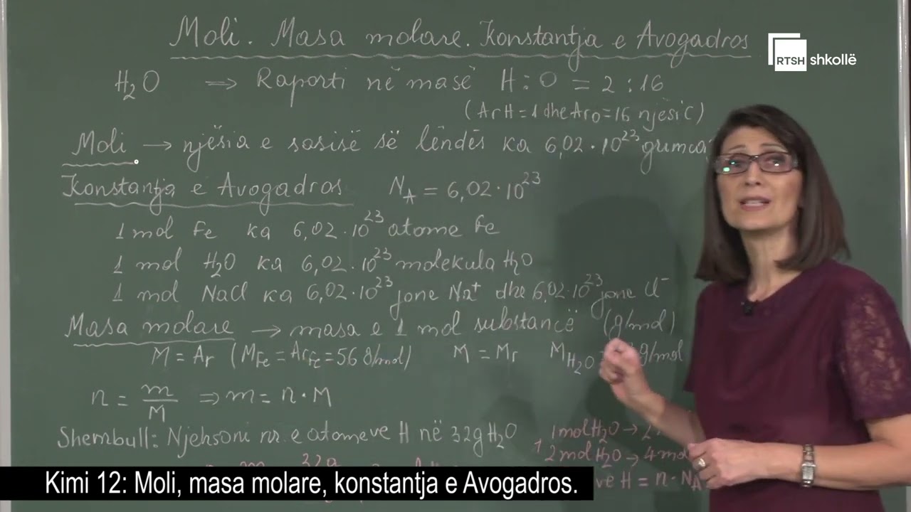 Moli, masa molare, konstantja e Avogadros | Kimi 12