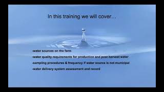 Employee Training: Ag Water, Water Sampling, and Water Delivery System Assessment