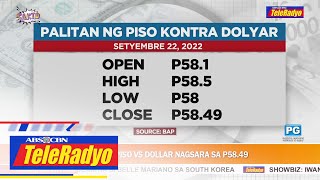 Palitan Ng Piso Vs Dollar Nagsara Sa P58.49 Sakto 23 Sept 2022