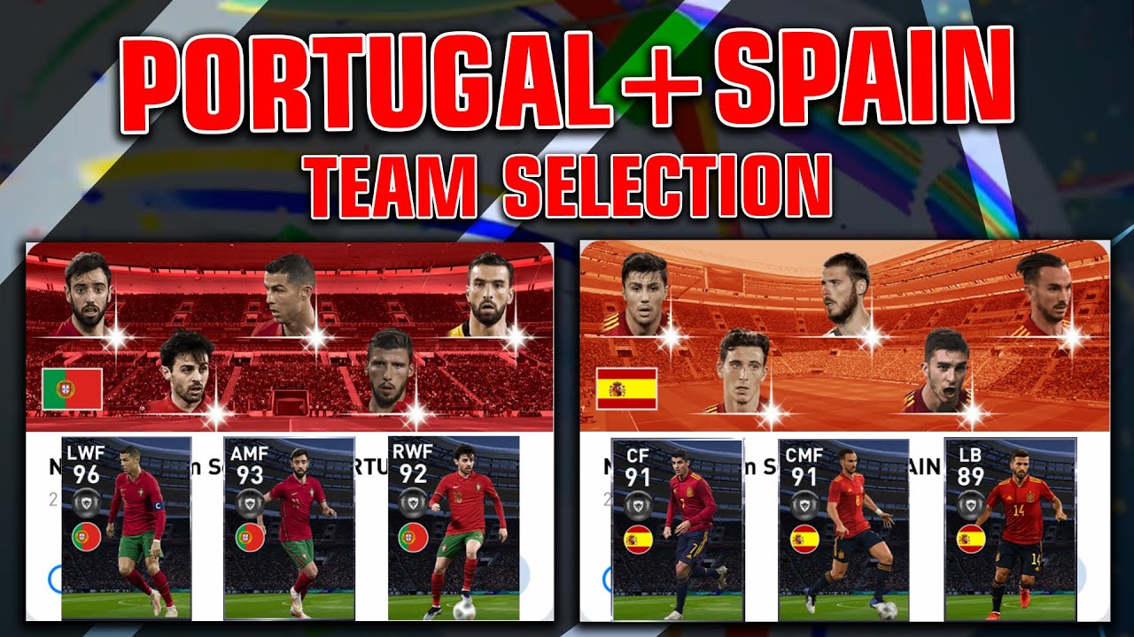 PORTUGAL+SPAIN NATIONAL TEAM SELECTION PACK OPENING PES 2021 MOBILE||
