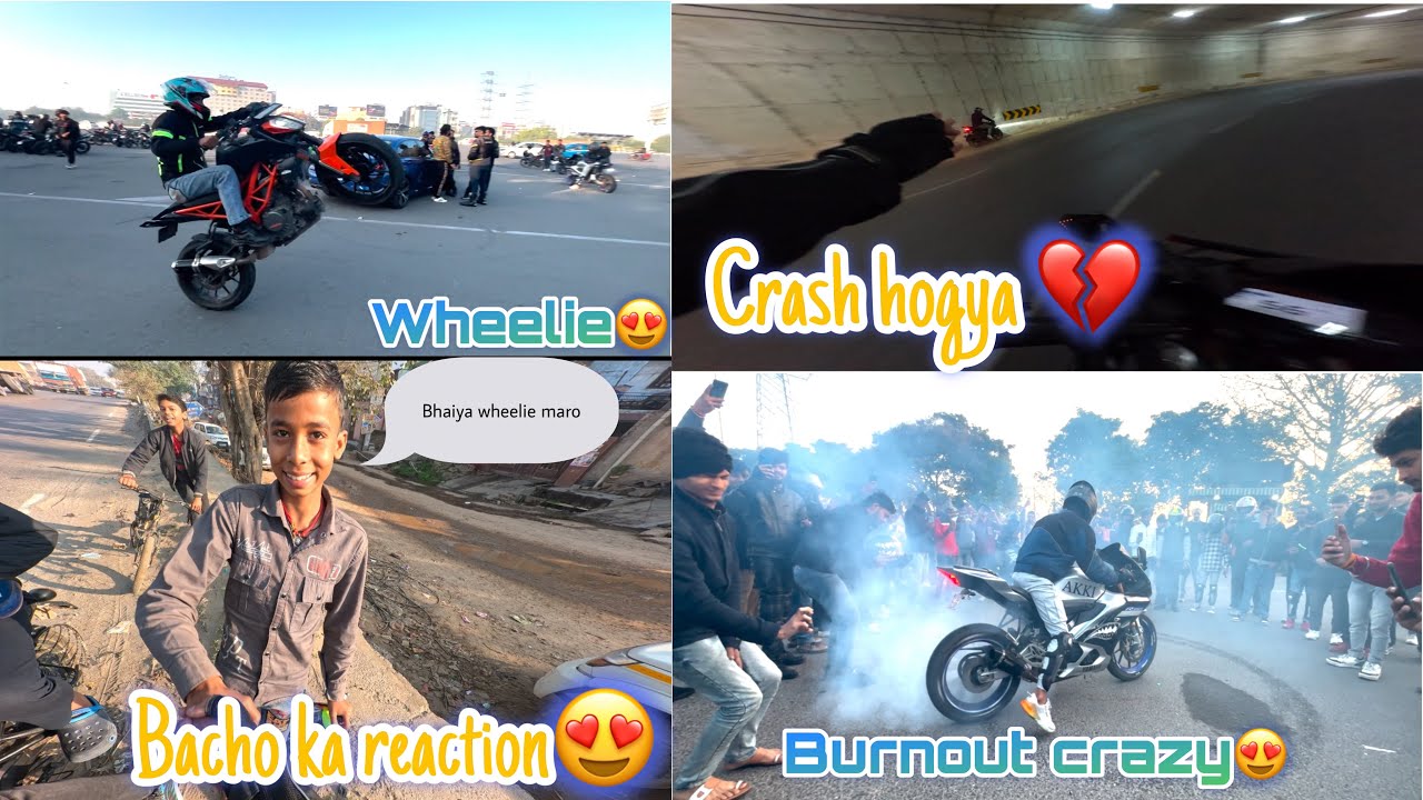 CRASH HO GYA //BURNOUT//WHEELIE//AKSHAT VLOGS //SUNDAY RIDE // 