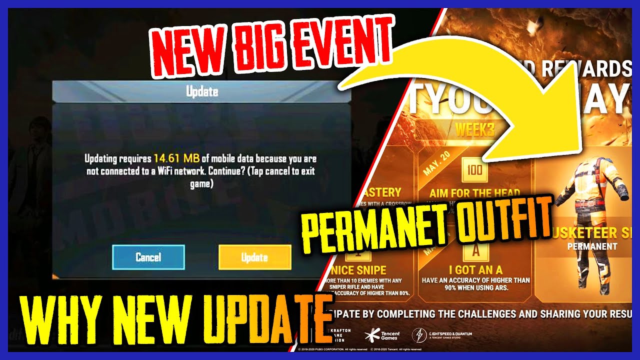 WHY NEW 14MB UPDATE | NEW BIG EVENT (PERMANENT OUTFIT REWARD) - PUBG MOBILE