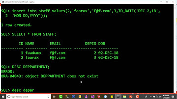 Oracle sqlplus subqueries,commit,rollback and savepoint
