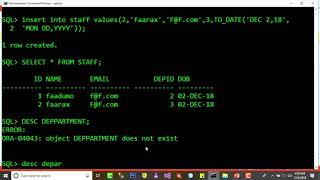 Oracle sqlplus subqueries,commit,rollback and savepoint