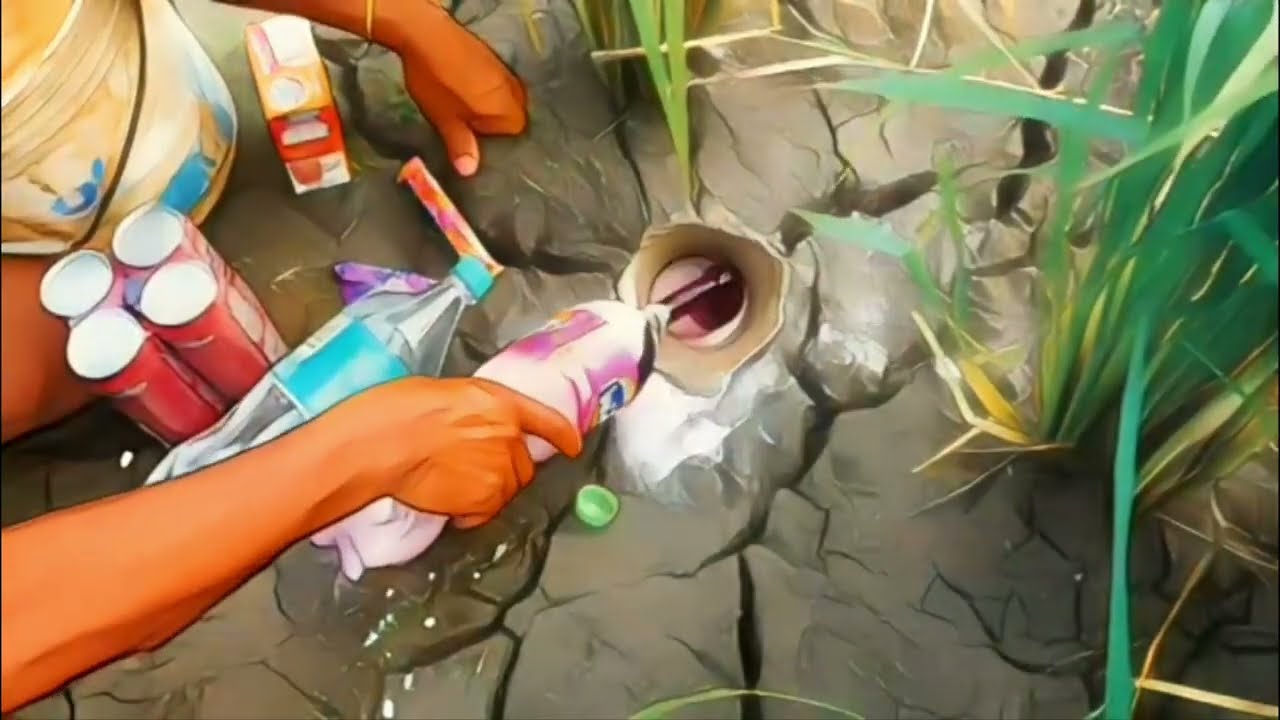 Experiment : Coca cola and Mentos Catch eels from Underground hole