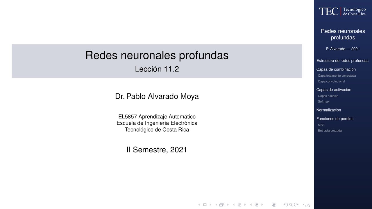 EL5857 Lección 11.2: Redes neuronales: capas de activación