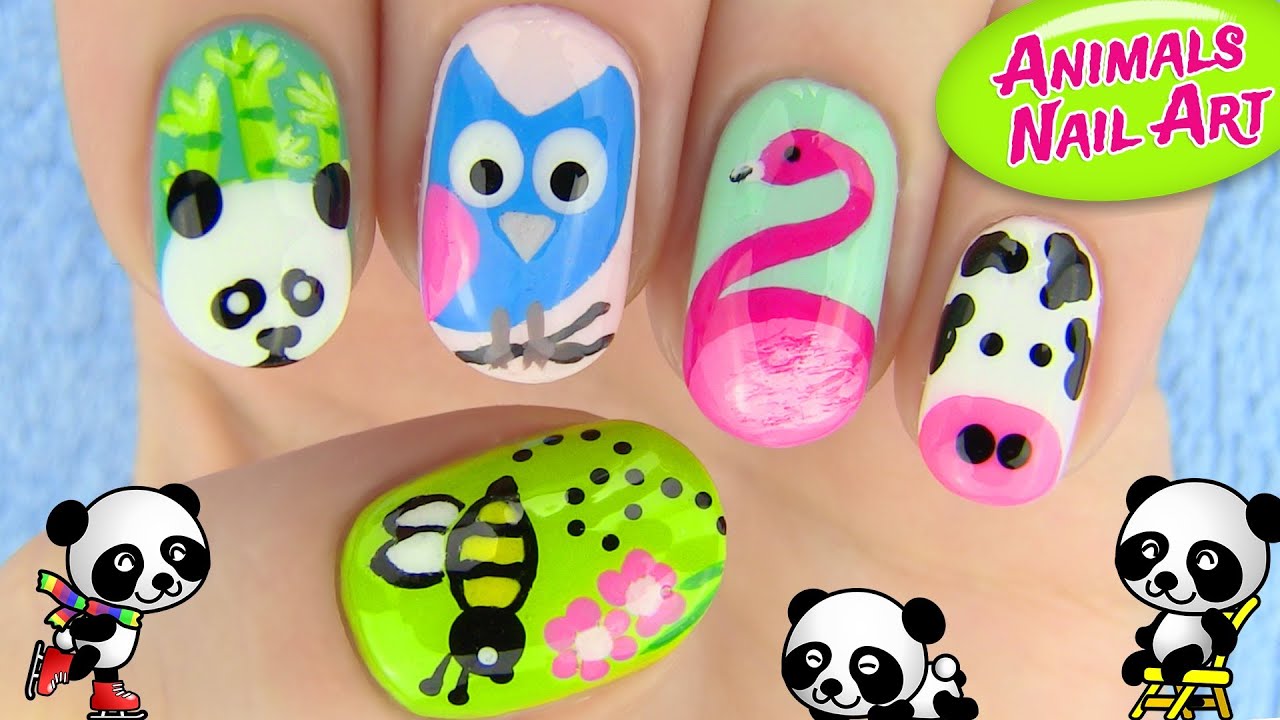 Animals Nail Art! 5 Nail Art Designs - YouTube