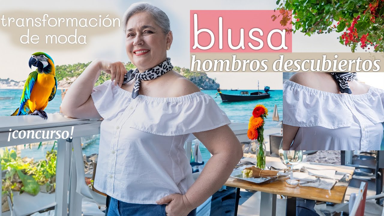 Transforma una camisa de hombre en una BLUSA DE HOMBROS DESCUBIERTOS /DIY/tutorial de costura
