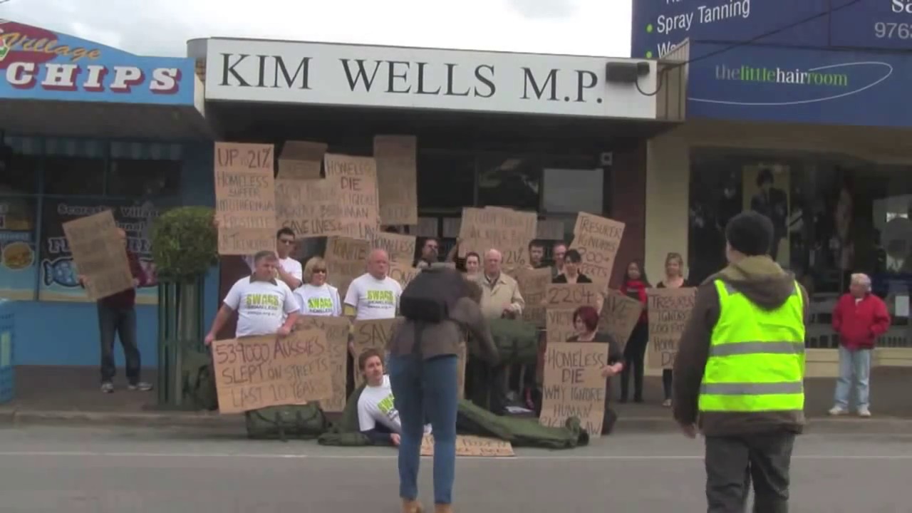 Backpack Bed for Homeless - Homeless Public Rally  - demand for action - montage