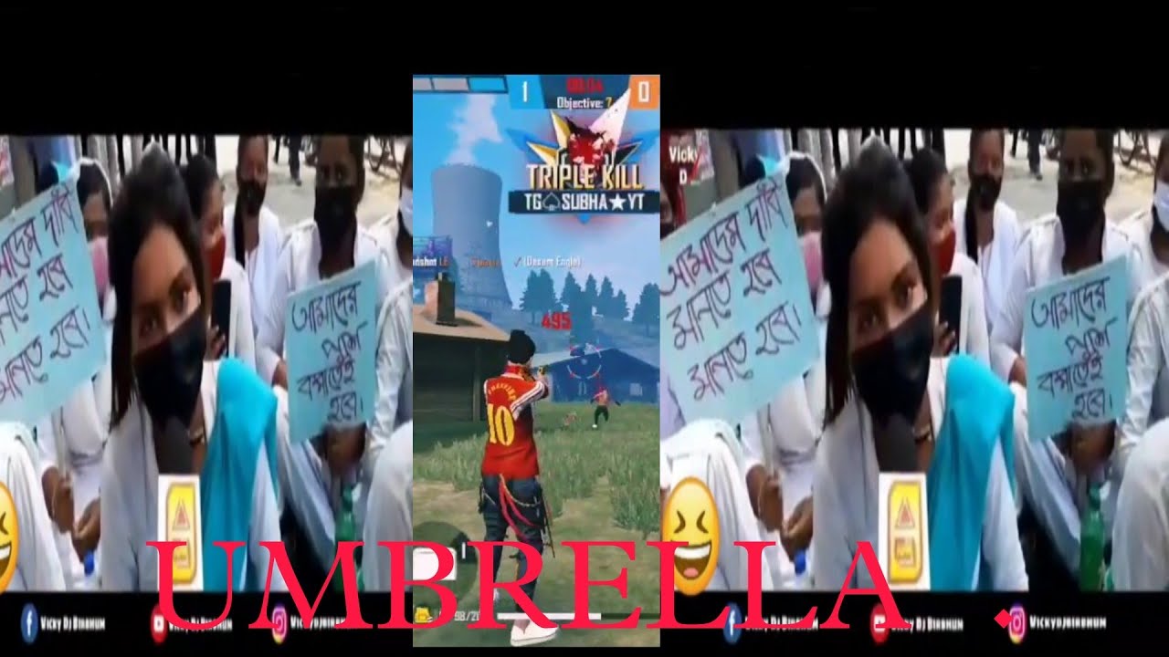 UMBRELLA NEW SONG STATUS FUNNY GIRLS .. FREE FIRE STATUS VIDEO ..😁😁😁