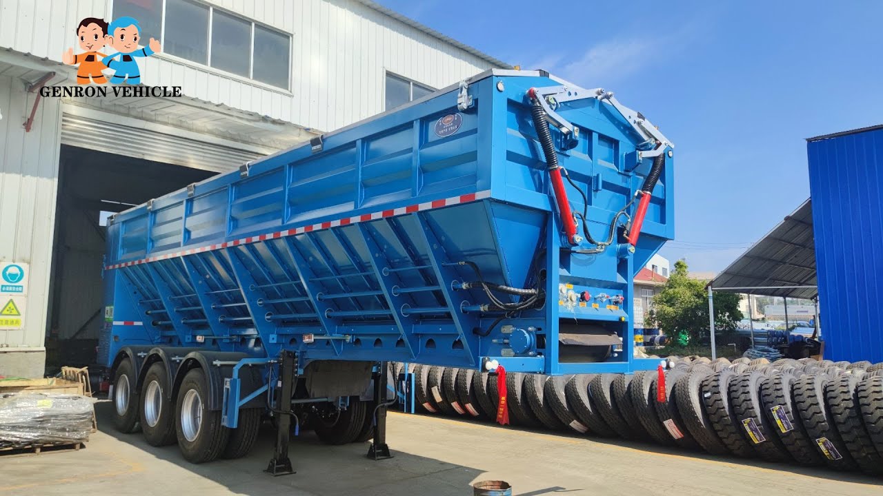Potato harvester and 35ton loading capacity Caterpillar Auto Discharge Semi-trailer