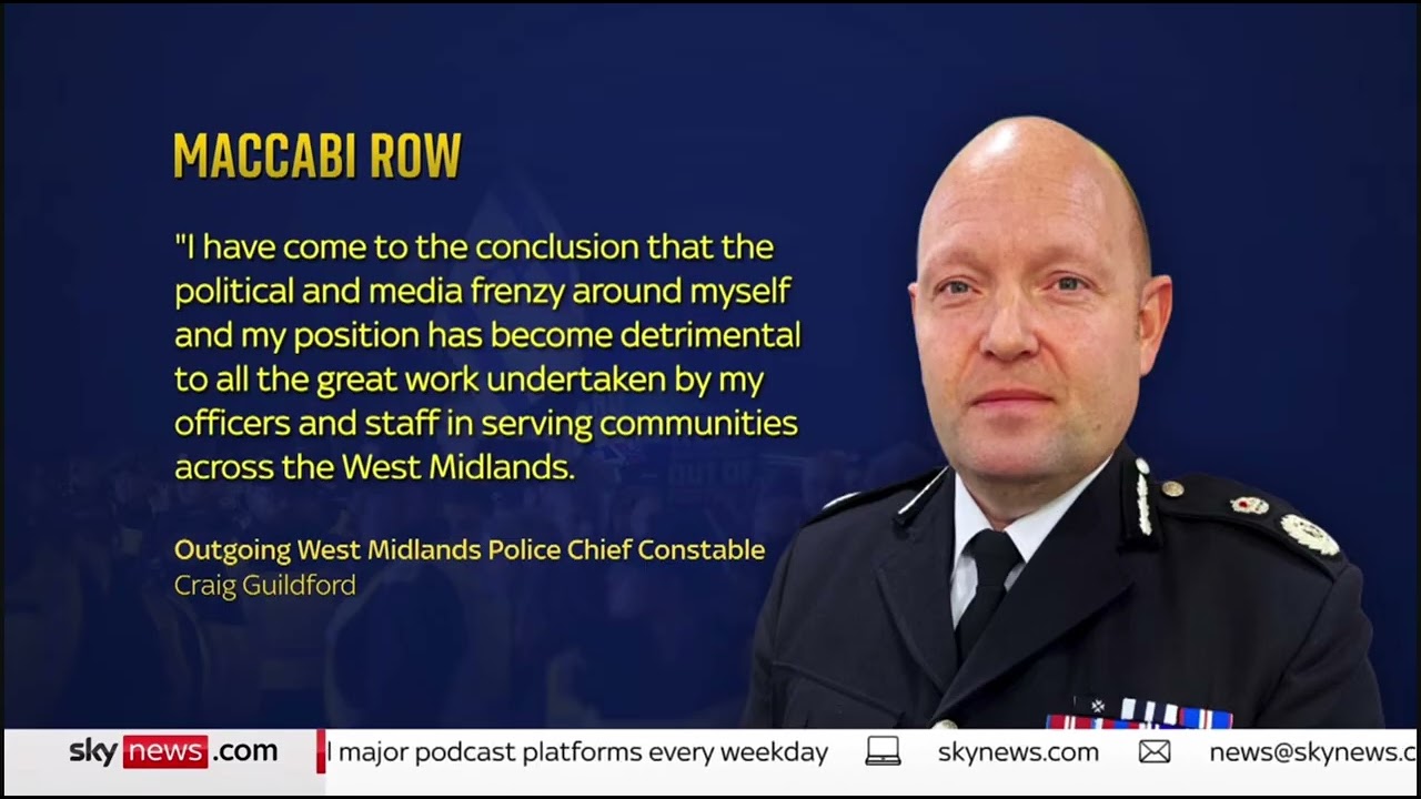 Sky News VT: West Midlands Chief Constable retirement. 16.1.26