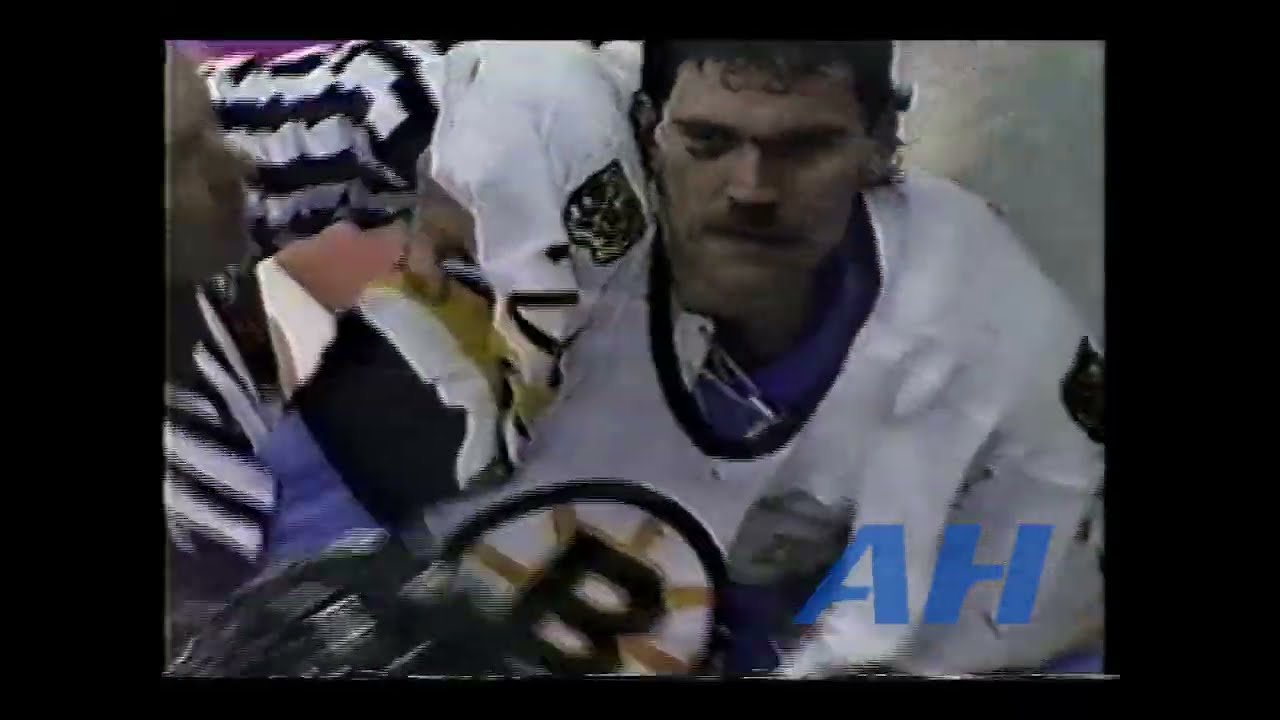 NHL Mar. 24, 1994 Jamie Huscroft,BOS v Stu Grimson,ANH x2 Clips Boston Bruins Mighty Ducks Of Anahei