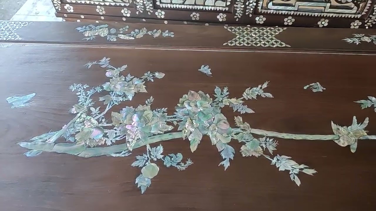 Bộ trường kỷ chân móng cẩn ốc xà cừ .đt 0939.873.973 - youtube