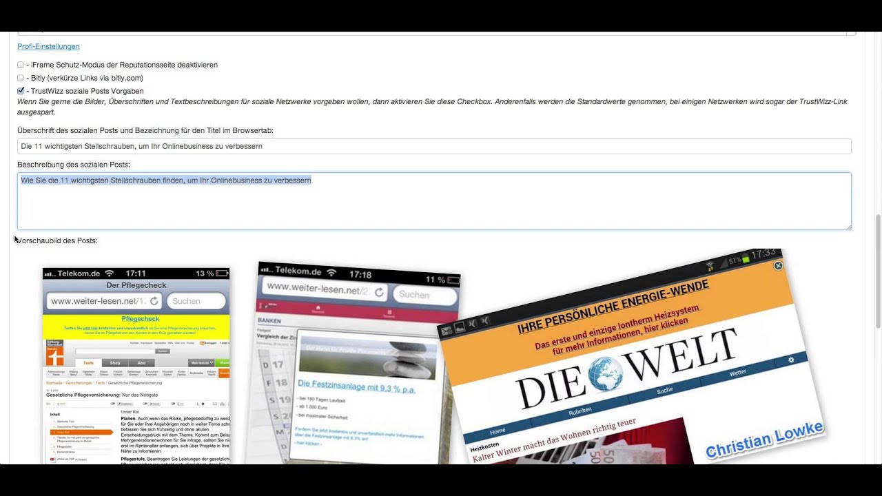 TrustWizz Soziale Posts