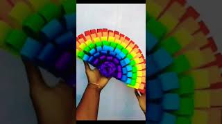 How to make beautiful rainbow colour wall hanging design/paper origami/Easy rainbow design