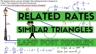 Chain Rule - Related Rates - Lamp post and Shadow