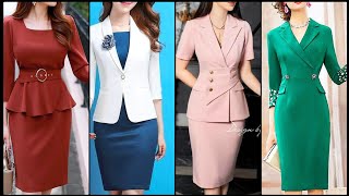 New style women business bodycon dress with paplum jacket and blouse Christmas party business outfit