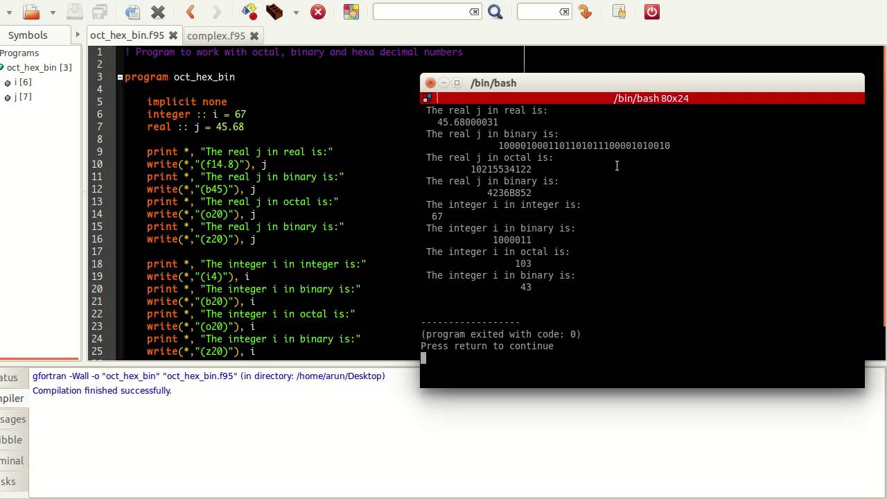 Advanced Fortran Programming 007 Binary Octal And Hexa Decimal Interpretations Youtube