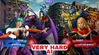Morrigan & Jedah VS Thanos & Captain Marvel (Very Hard AI) - Marvel VS Capcom Infinte